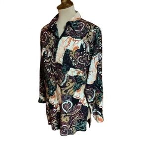 Vintage 80s Bright Colorful Oversized Button Down Shirt